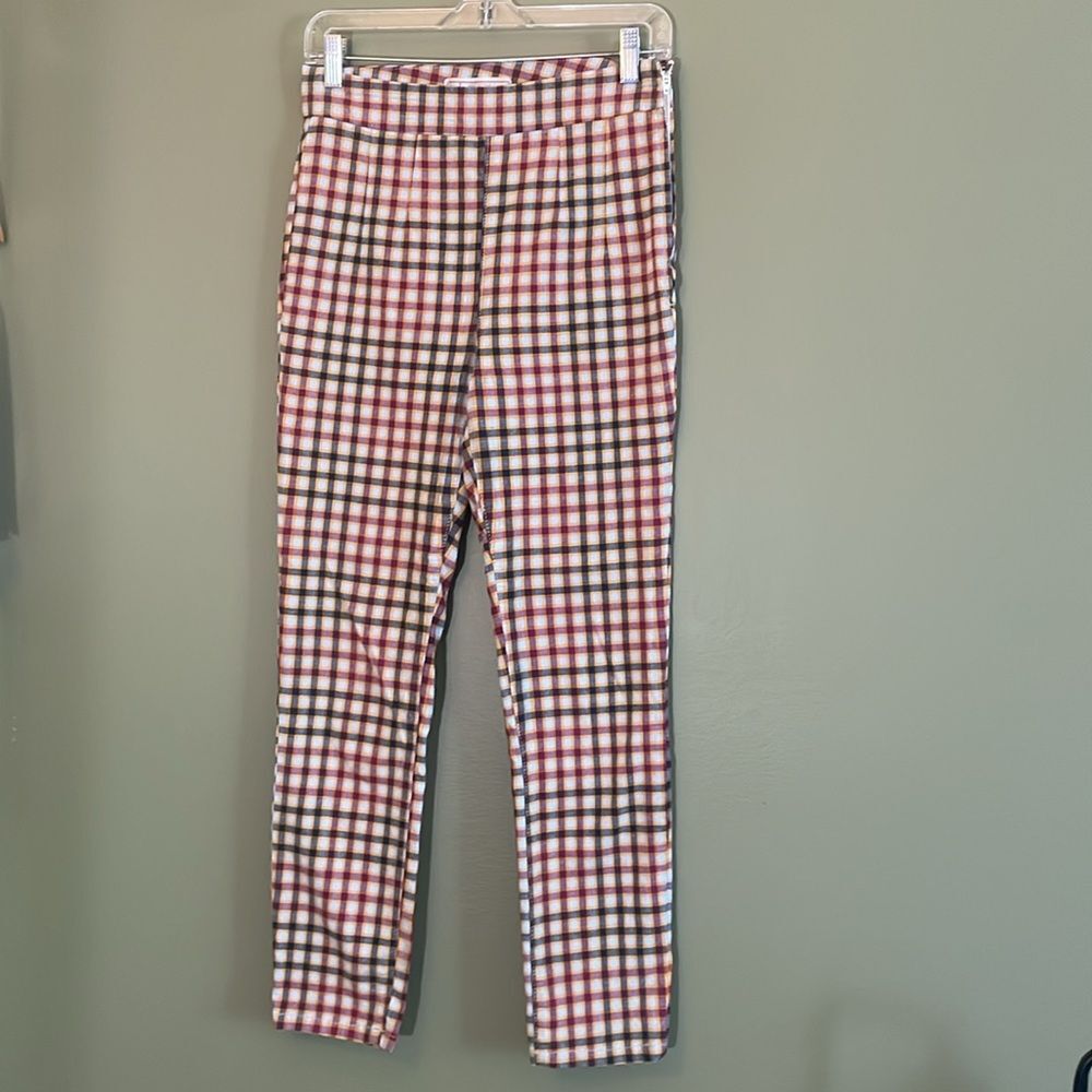 Free People Ella Kick Skinny Plaid Pull On Side Zip Pants Sz 28 Preppy Clueless - Picture 3 of 9